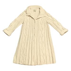 LEGENDARY Hand knit in Ireland Long Aran Fisherman Sweater Size L